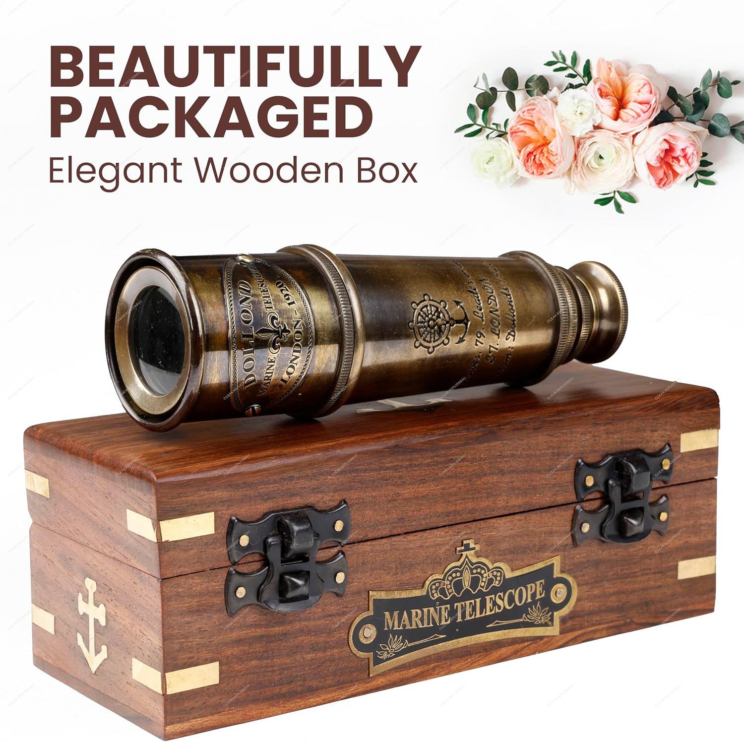 Brass Spyglass Telescope 15" with Wooden Box view 8