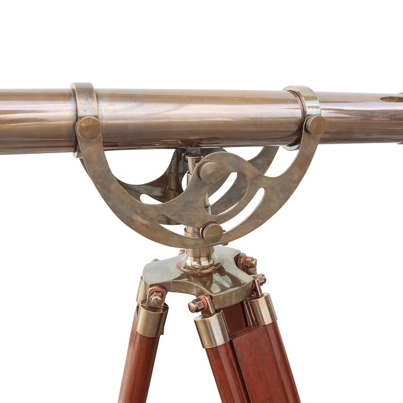 Double Barrel Brass Floor Standing Telescope 60" with No Case view 10