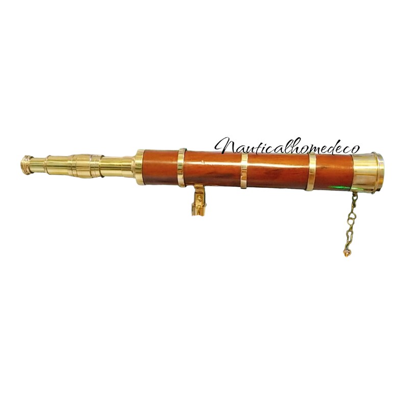 Brass Floor Standing Telescope 26" with Wooden Tripod Stand view 7