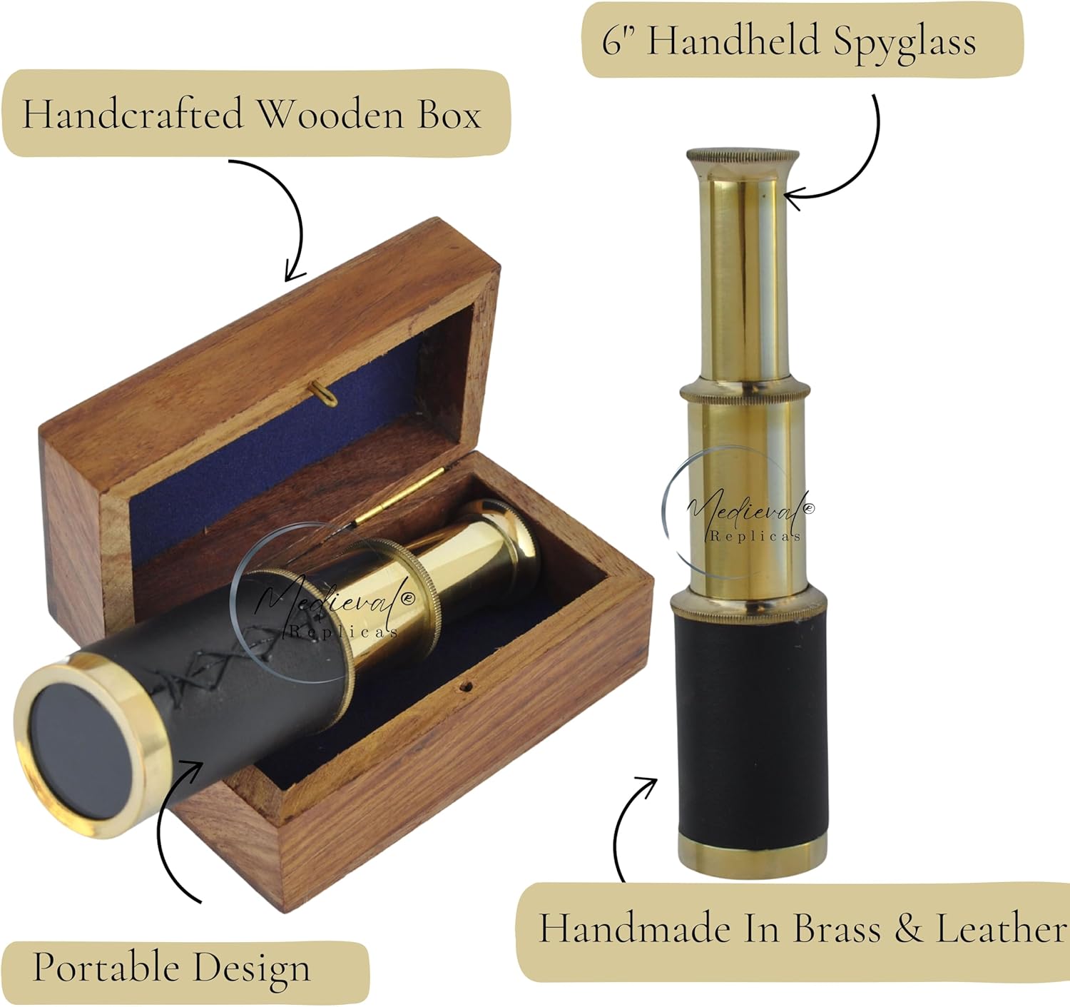 Brass Spyglass Telescope 6" for Kids view 3
