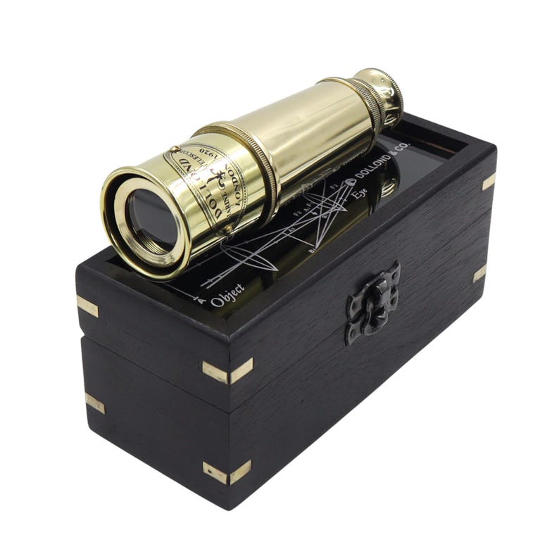 Brass Spyglass Telescope 16" with Wooden Box with Glass Cover view 8