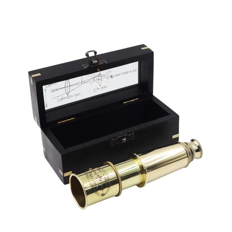 Brass Spyglass Telescope 16" with Wooden Box with Glass Cover view 10