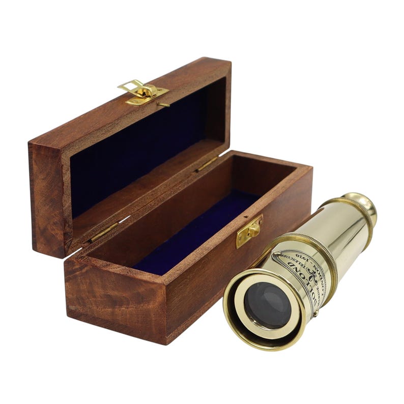 Brass Spyglass Telescope 16" with Wooden Box with Glass Cover view 11