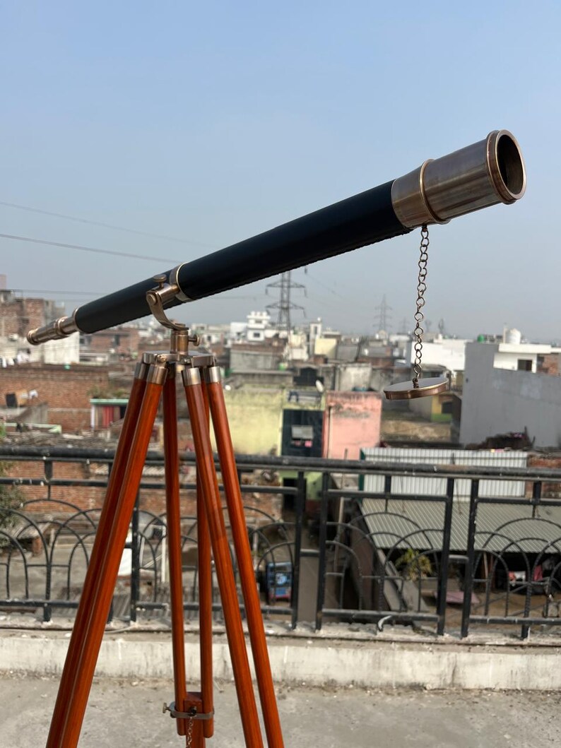 Brass Floor Standing Telescope 62" with Wooden Tripod view 10