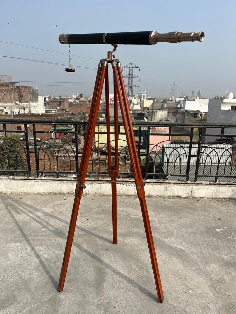 Brass Floor Standing Telescope 62" with Wooden Tripod view 12