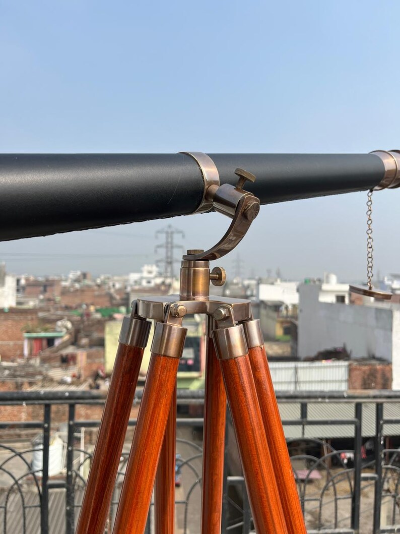 Brass Floor Standing Telescope 62" with Wooden Tripod view 16