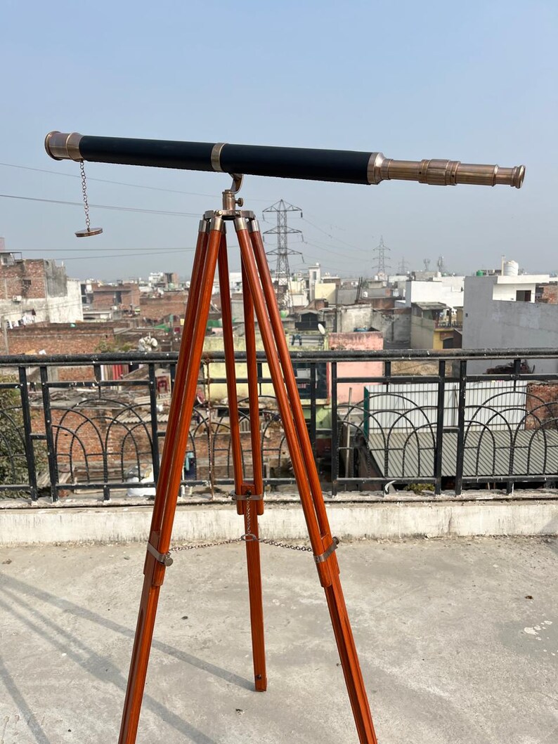 Brass Floor Standing Telescope 62" with Wooden Tripod view 20