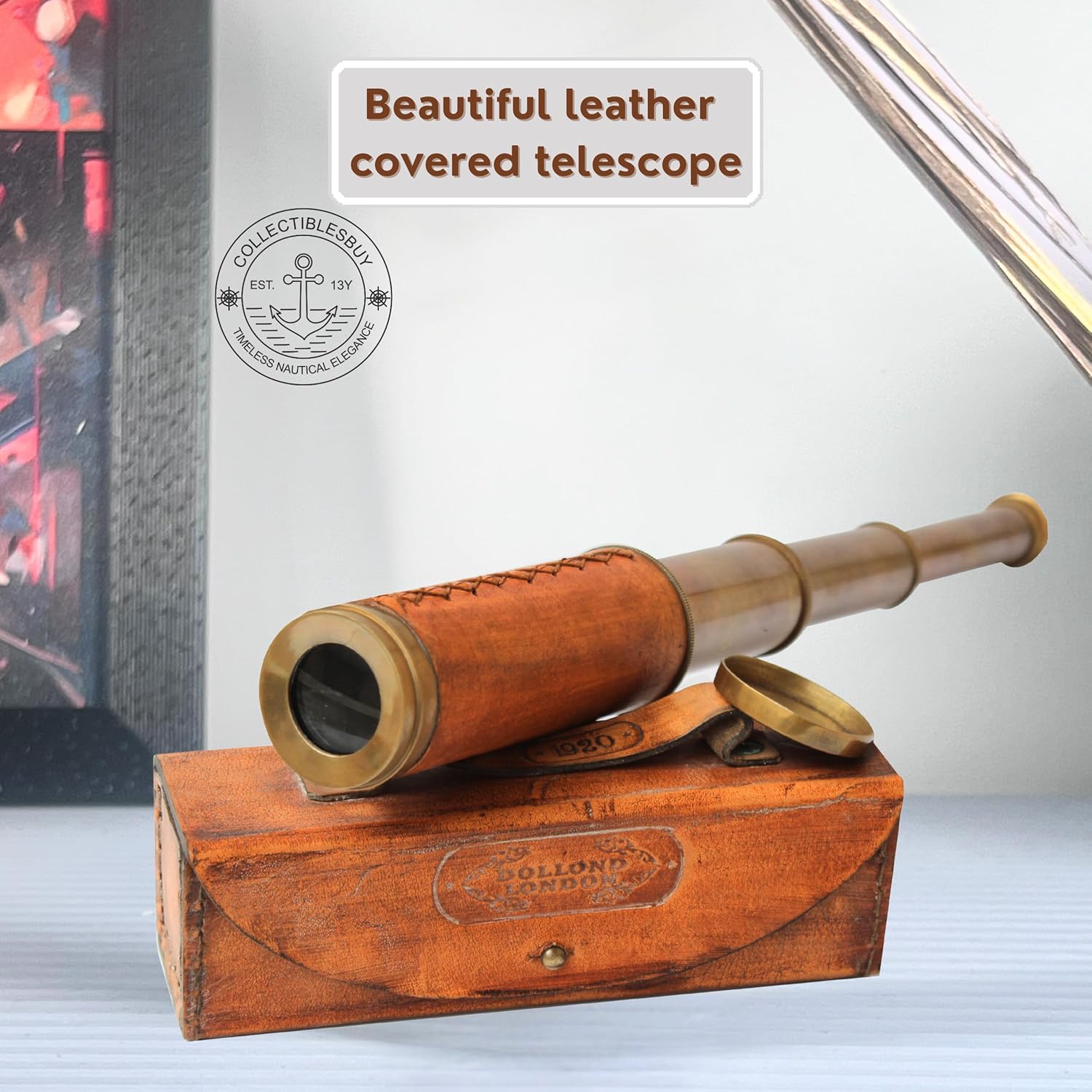 Brass Spyglass Telescope 16" with Leather Case view 6