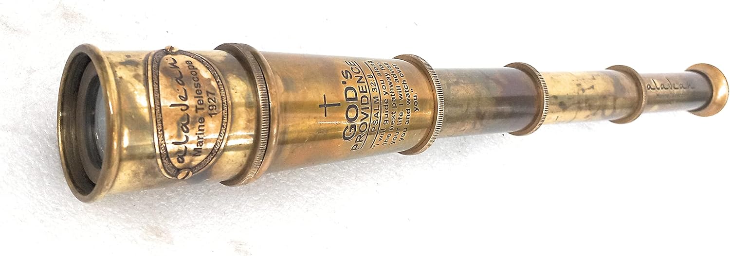 Engraved Psalm 32:8 Brass Spyglass 16" with Leather Case view 7