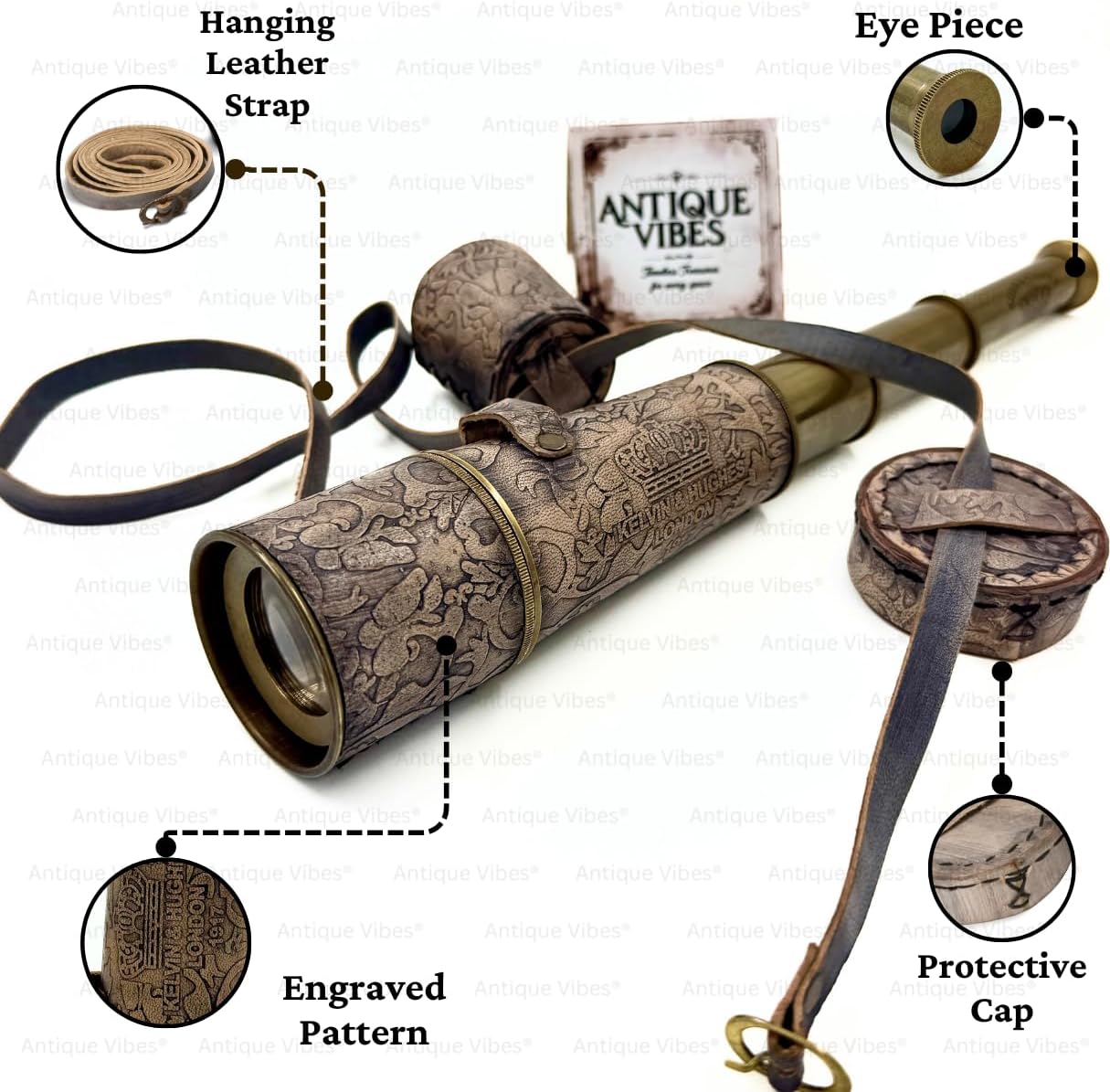Brass Spyglass Telescope 18" with Leather Case view 5