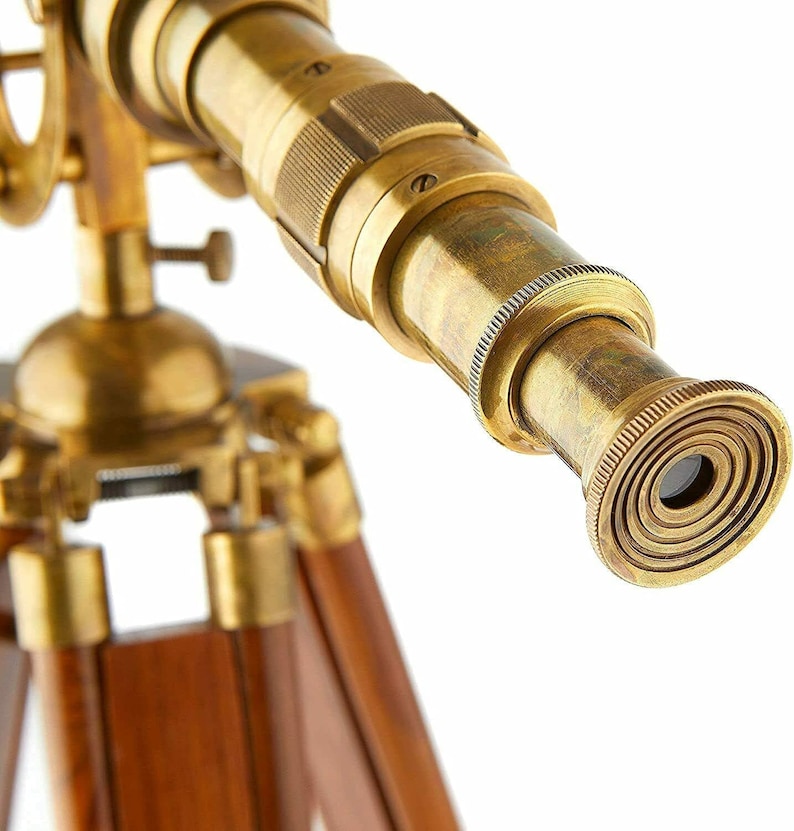 Brass Floor Standing Telescope 24" with Rosewood Tripod Stand view 3
