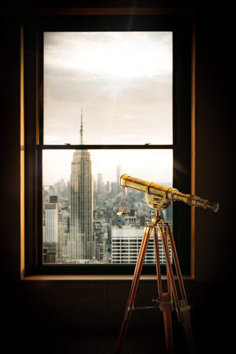 Brass Floor Standing Telescope 24" with Rosewood Tripod Stand view 7