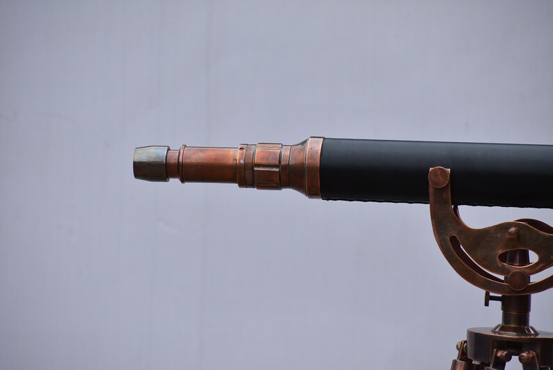 Brass & Leather Floor Standing Telescope 65" with Wooden Tripod view 17