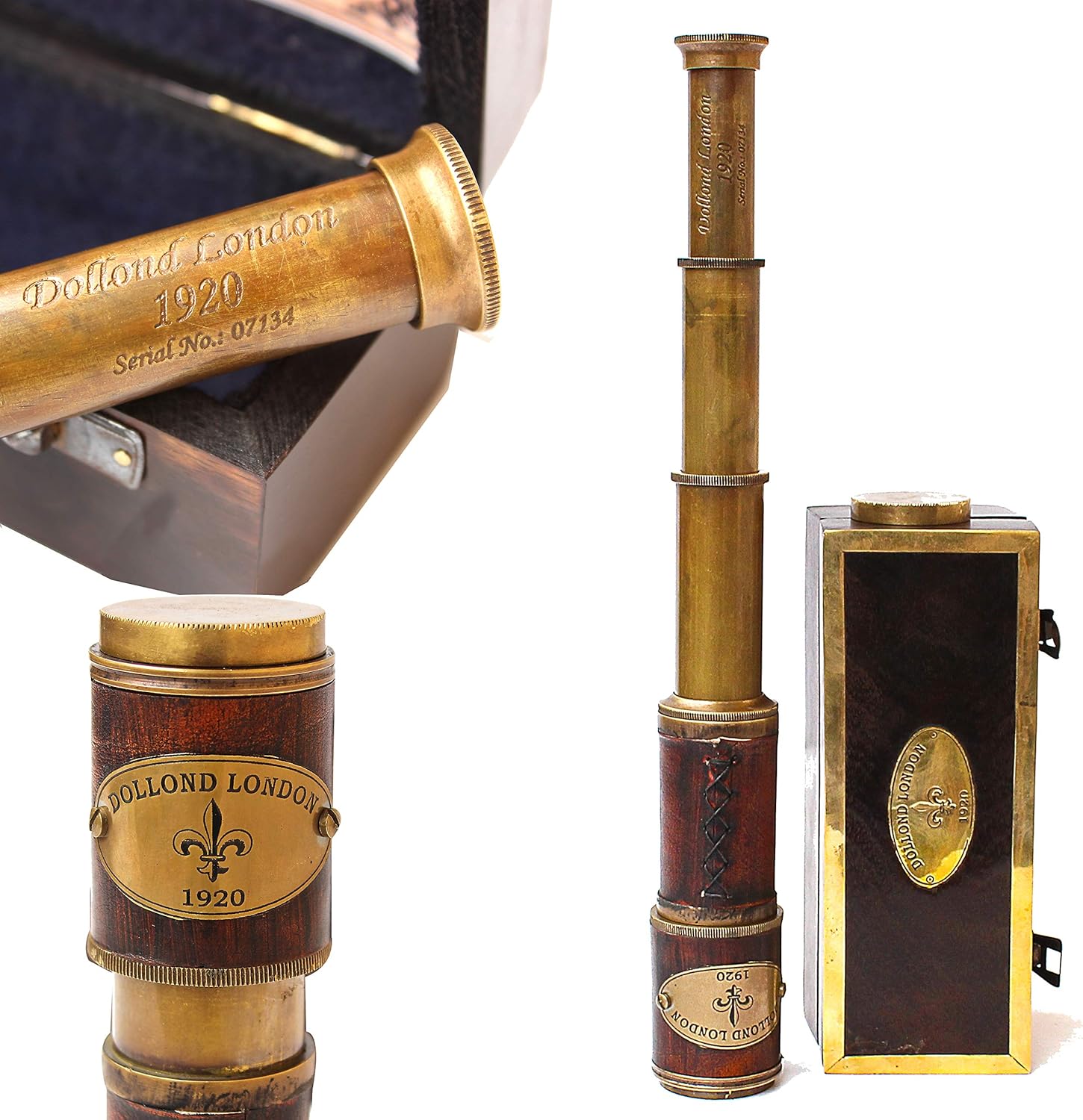 Brass Spyglass Telescope 17" with Wooden Carry Case view 3