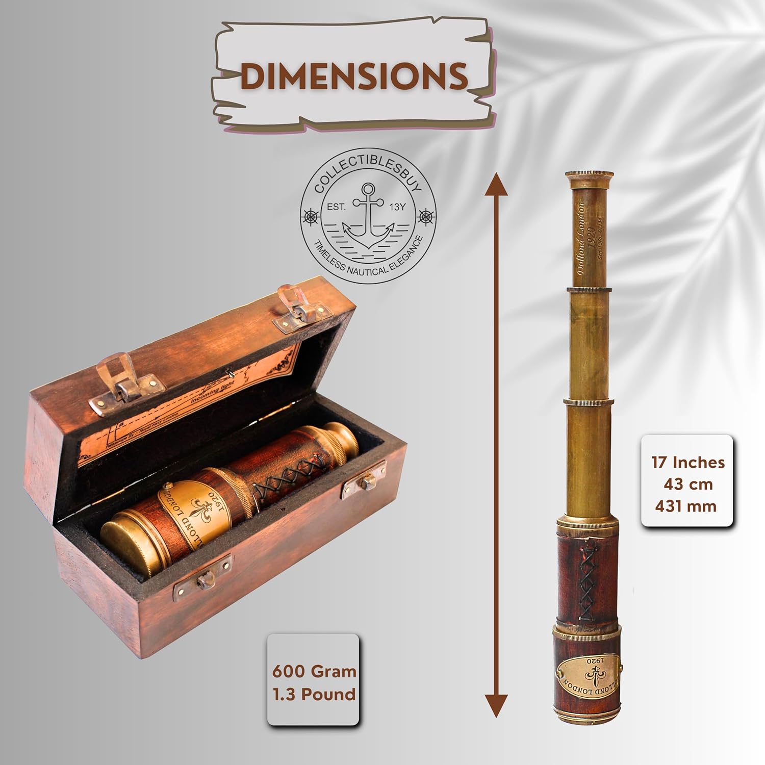 Brass Spyglass Telescope 17" with Wooden Carry Case view 4