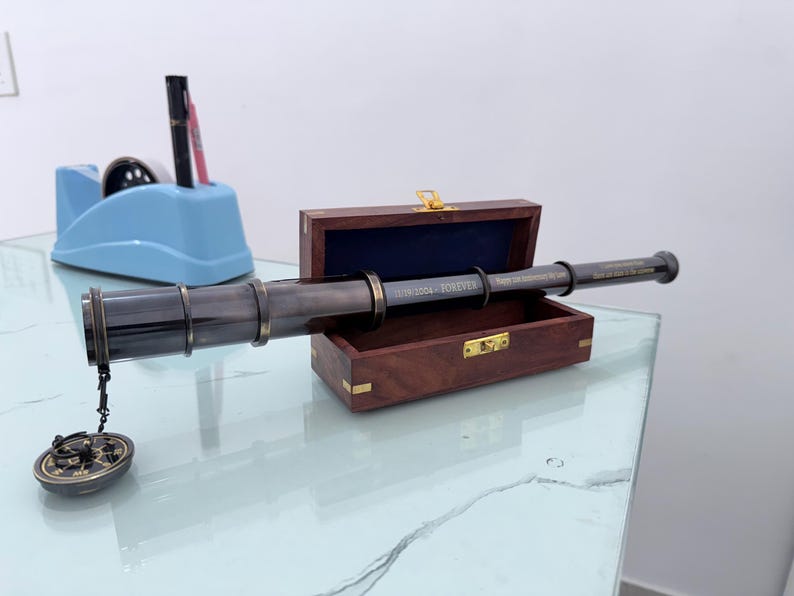 Brass Spyglass Telescope 17" with Wooden Box view 7