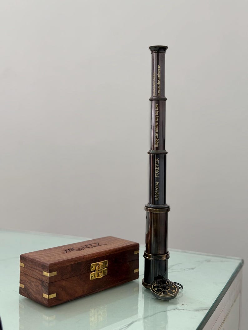 Brass Spyglass Telescope 17" with Wooden Box view 9