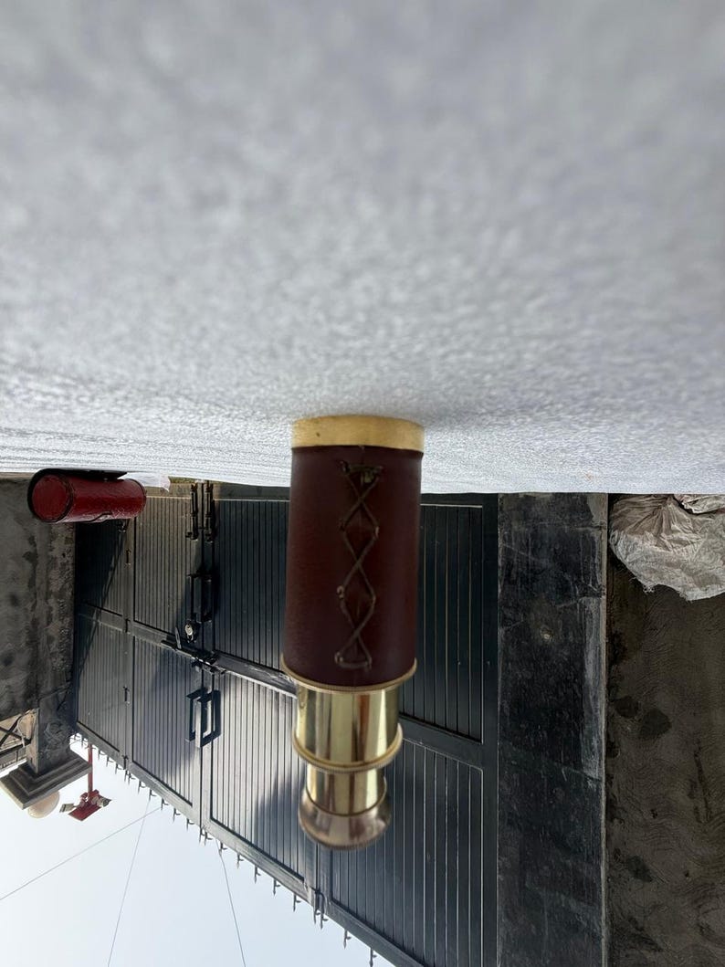 Brass Spyglass Telescope 6" with Round Leather Case view 5