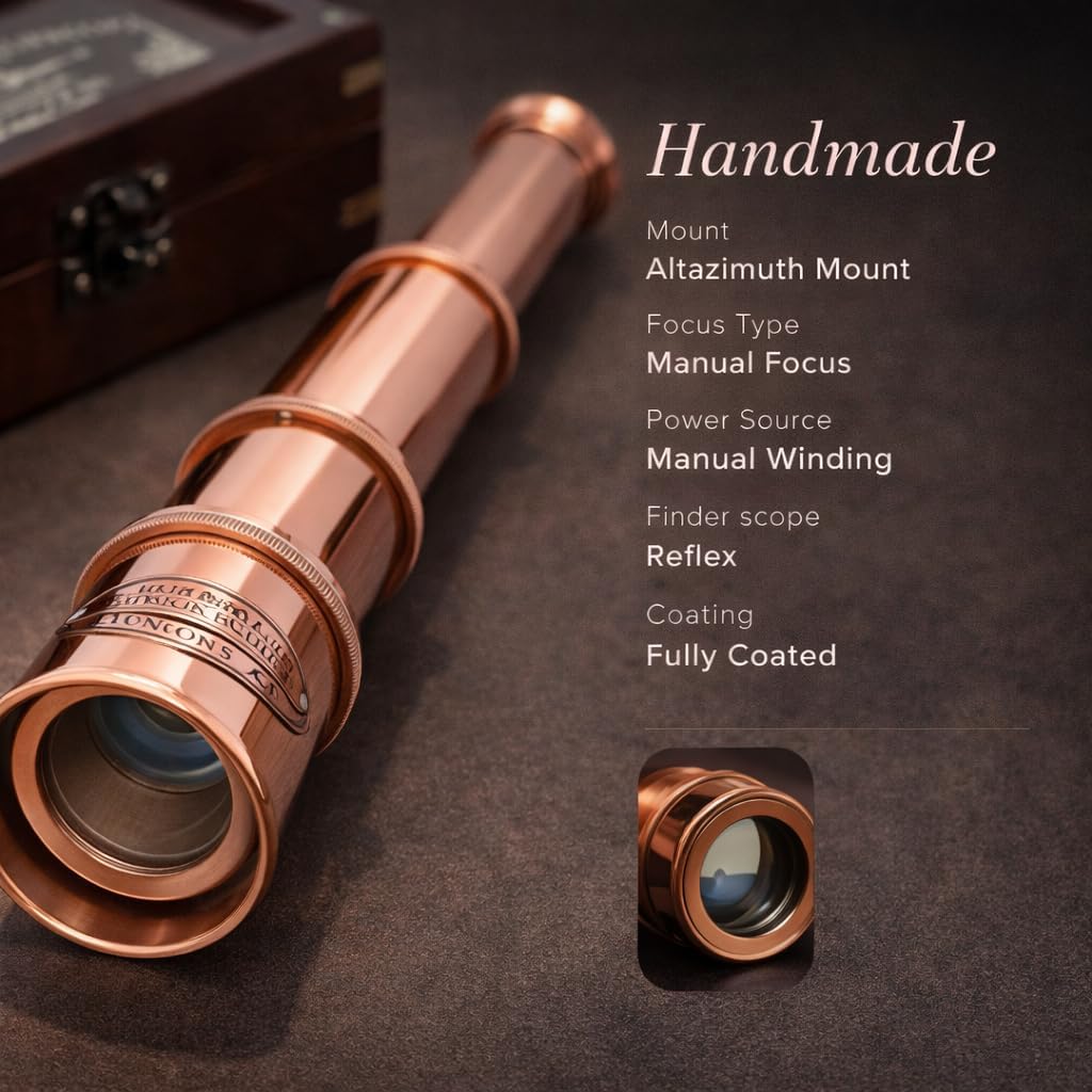 Copper Spyglass Telescope 17" with Wooden Box view 4