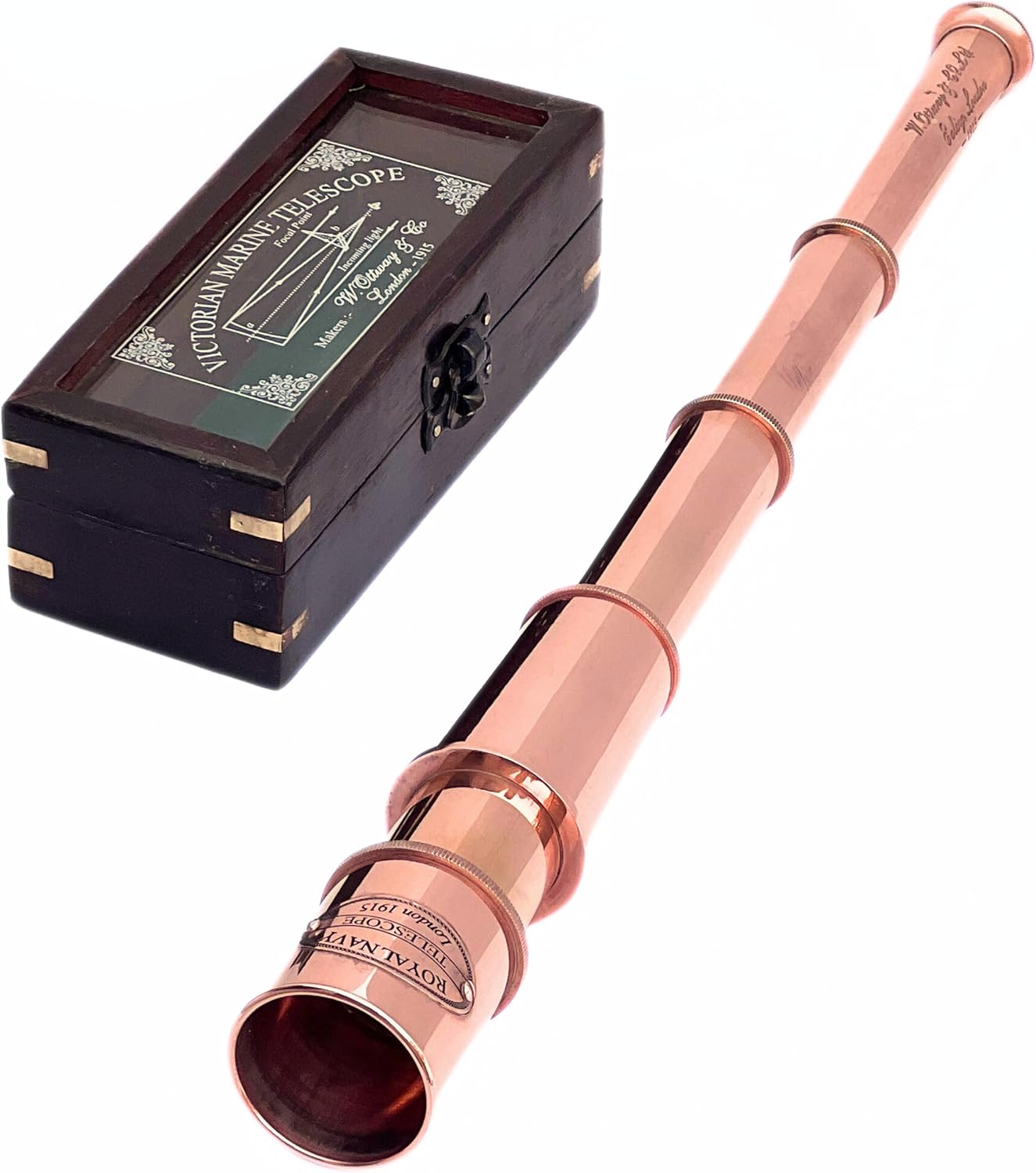 Copper Spyglass Telescope 17" with Wooden Box view 5