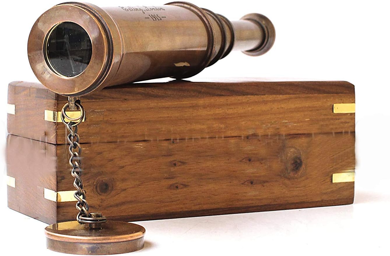 Brass Spyglass Telescope 17" with Wooden Box view 2