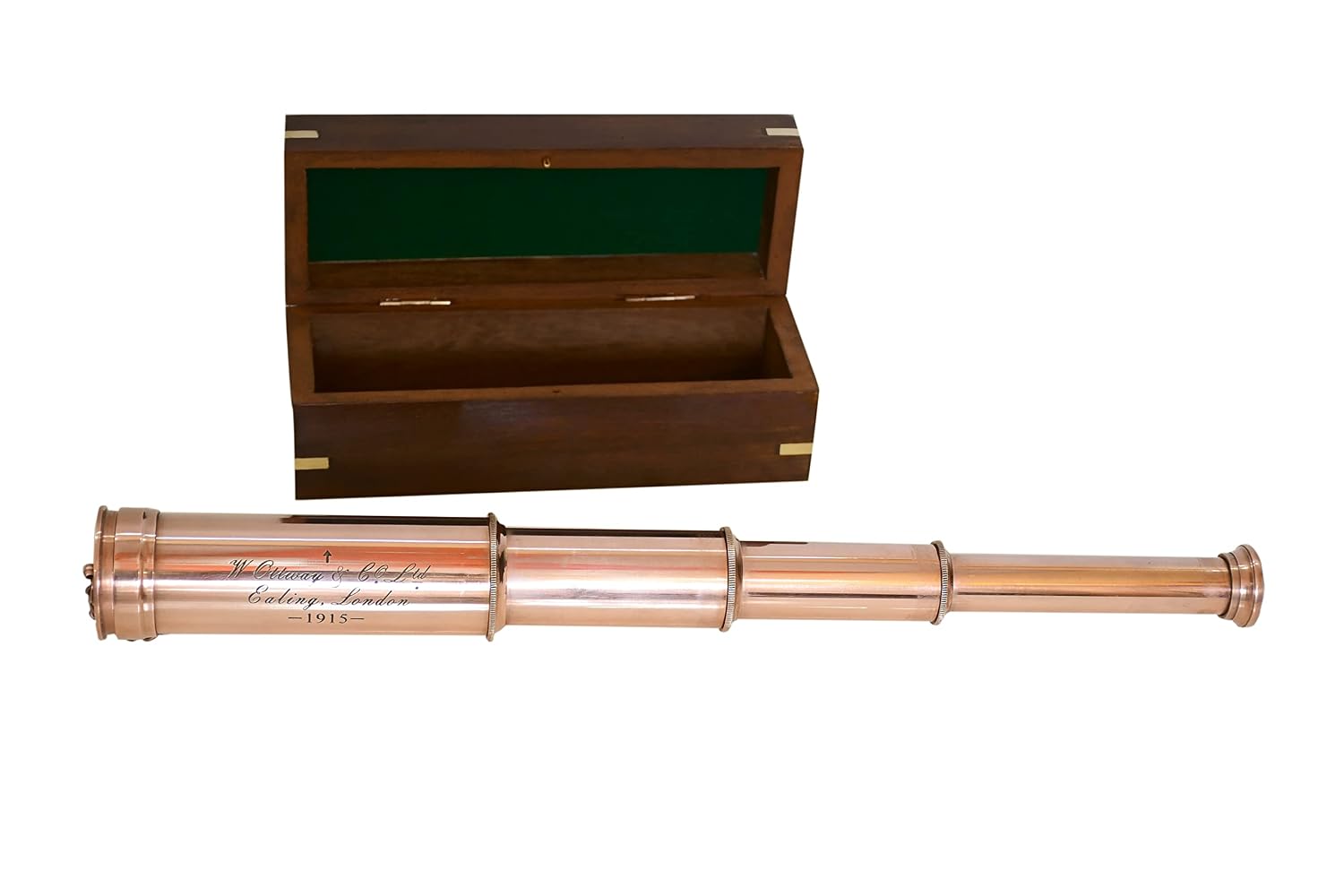 Copper Spyglass Telescope 17" with Wooden Box view 2