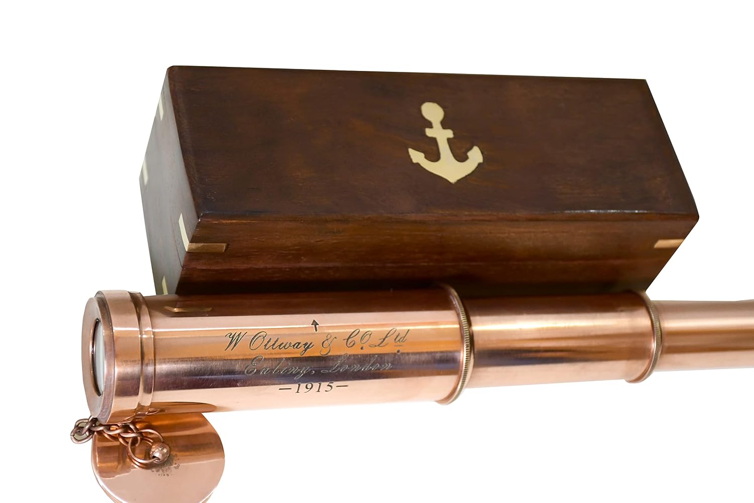 Copper Spyglass Telescope 17" with Wooden Box view 4
