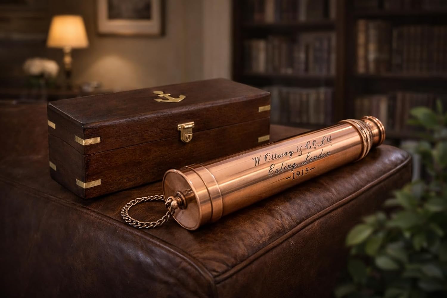 Copper Spyglass Telescope 17" with Wooden Box view 5