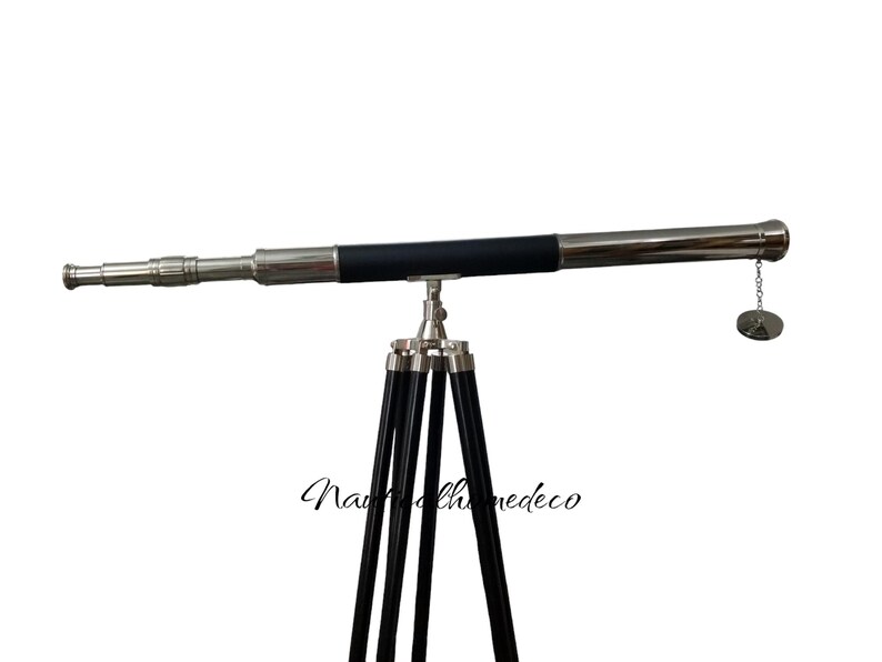Brass & Leather Floor Standing Telescope 60" with No Case view 5