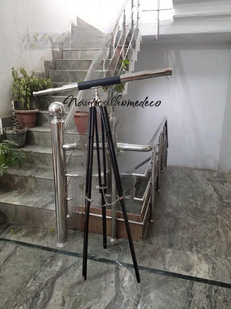 Brass & Leather Floor Standing Telescope 60" with No Case view 8