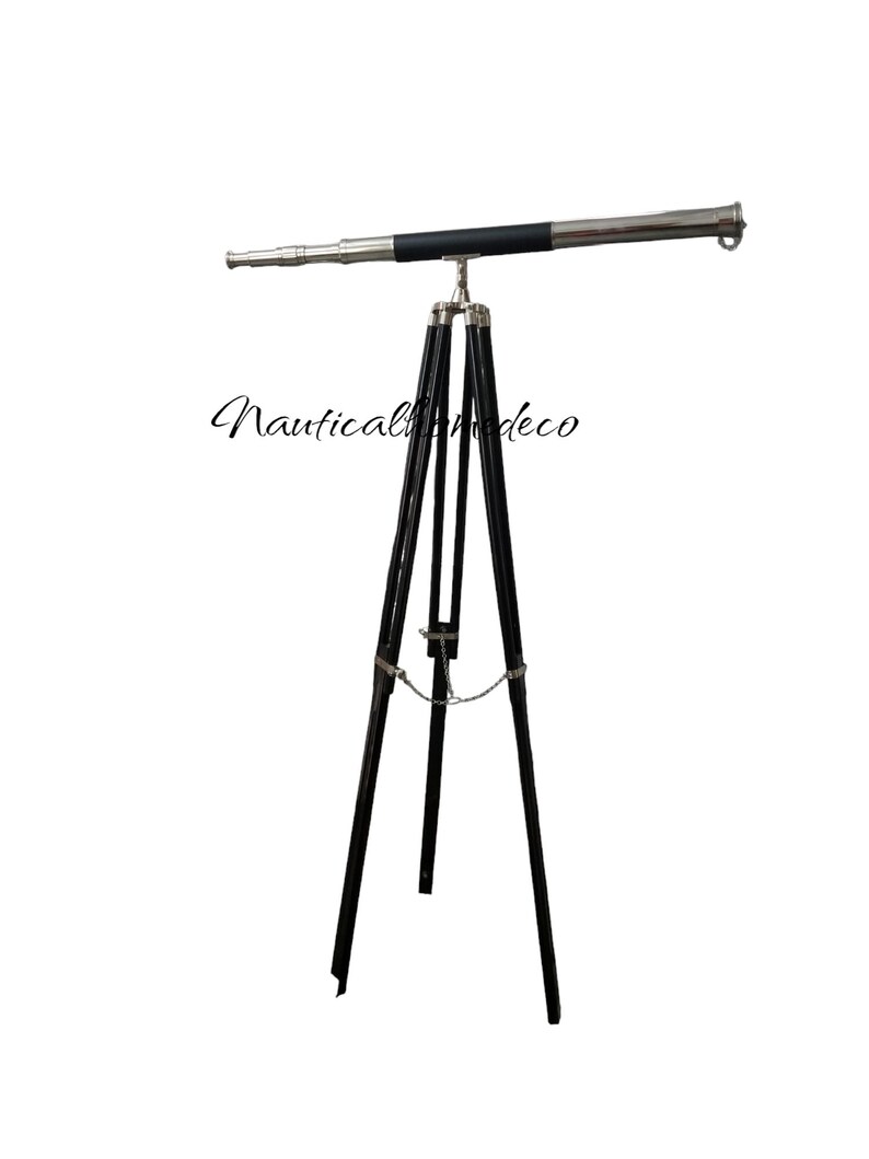 Brass & Leather Floor Standing Telescope 60" with No Case view 12
