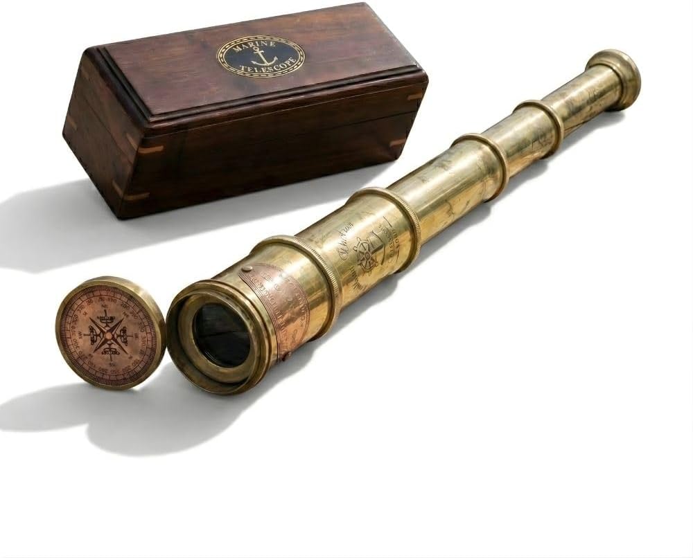 Brass Spyglass Telescope 17.5" with Leather Case view 12