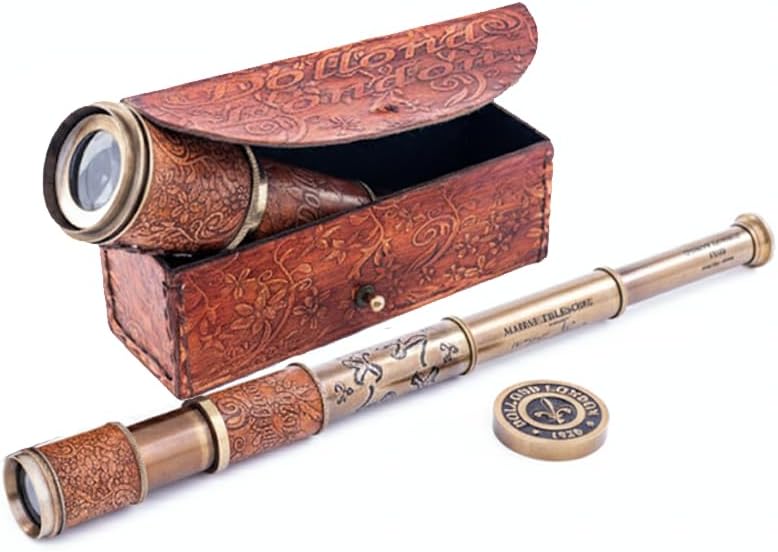Brass Spyglass Telescope 17.5" with Leather Case view 13