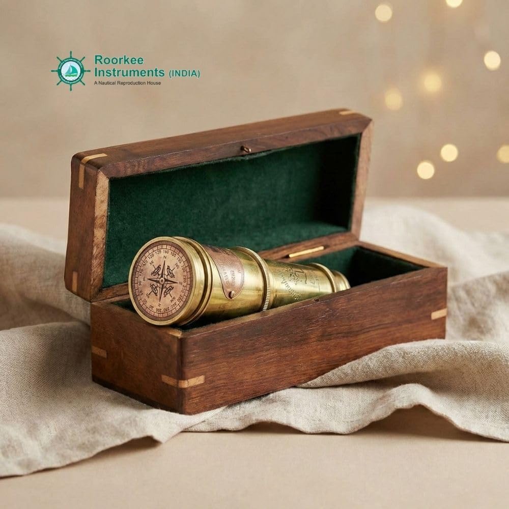 Brass Spyglass Telescope 17.5" with Wooden Box view 3