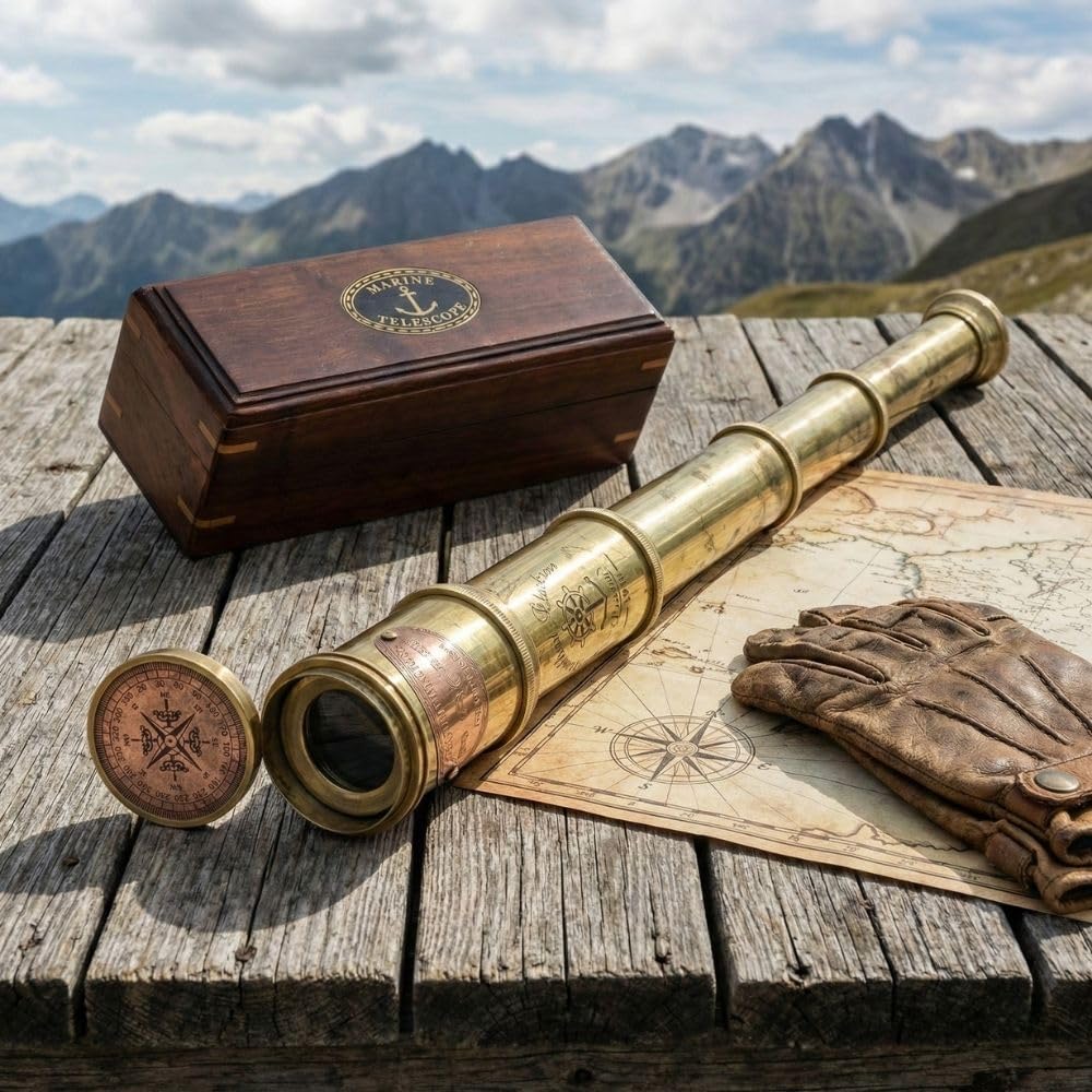 Brass Spyglass Telescope 17.5" with Wooden Box view 8