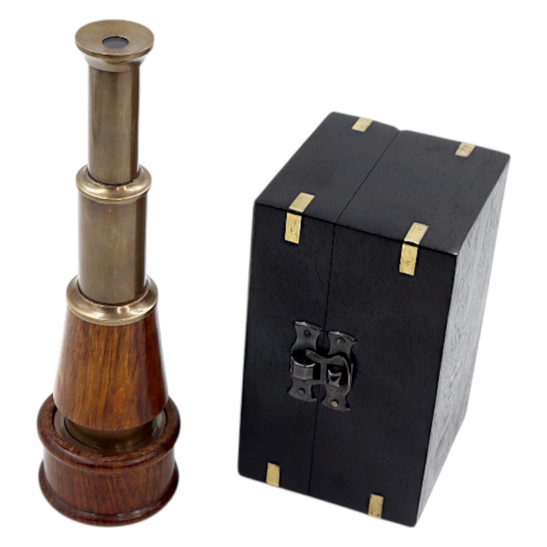 Brass Spyglass Telescope 7" with Black Wooden Box view 9