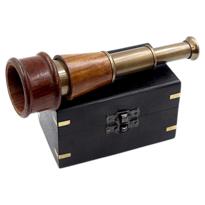 Brass Spyglass Telescope 7" with Black Wooden Box view 11