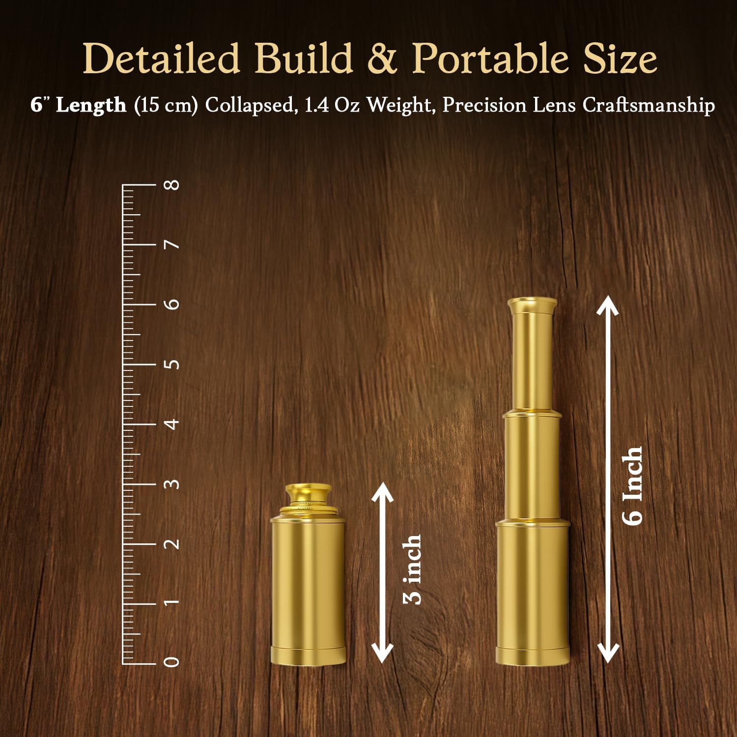 Brass Spyglass Telescope 6" for Kids view 4