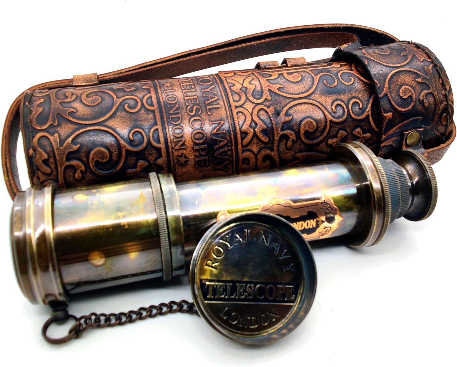 Brass Spyglass Telescope 17" with Leather Case view 4