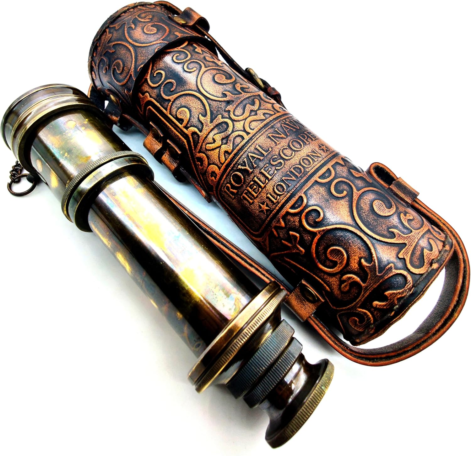 Brass Spyglass Telescope 17" with Leather Case view 7