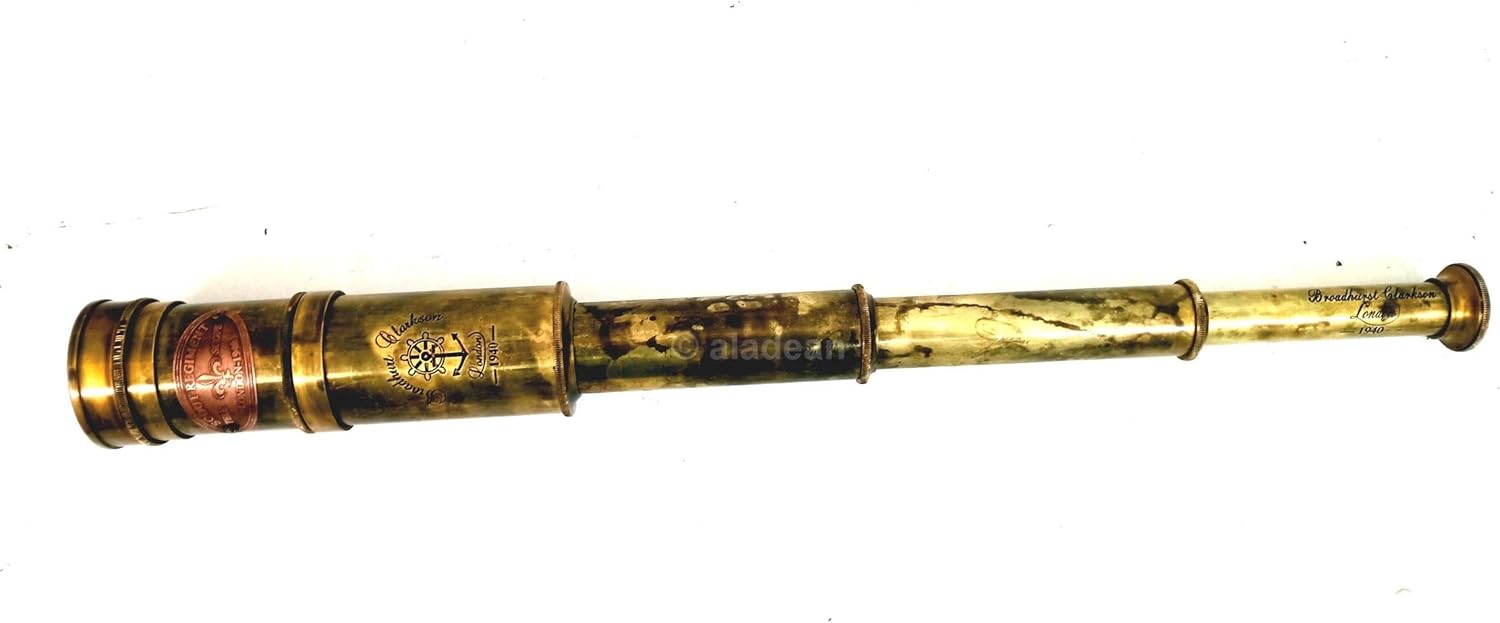 Brass Spyglass Telescope 19" with Round Leather Case view 5