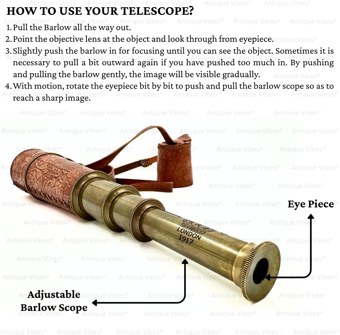 Brass Spyglass Telescope 19" with Leather Case view 7