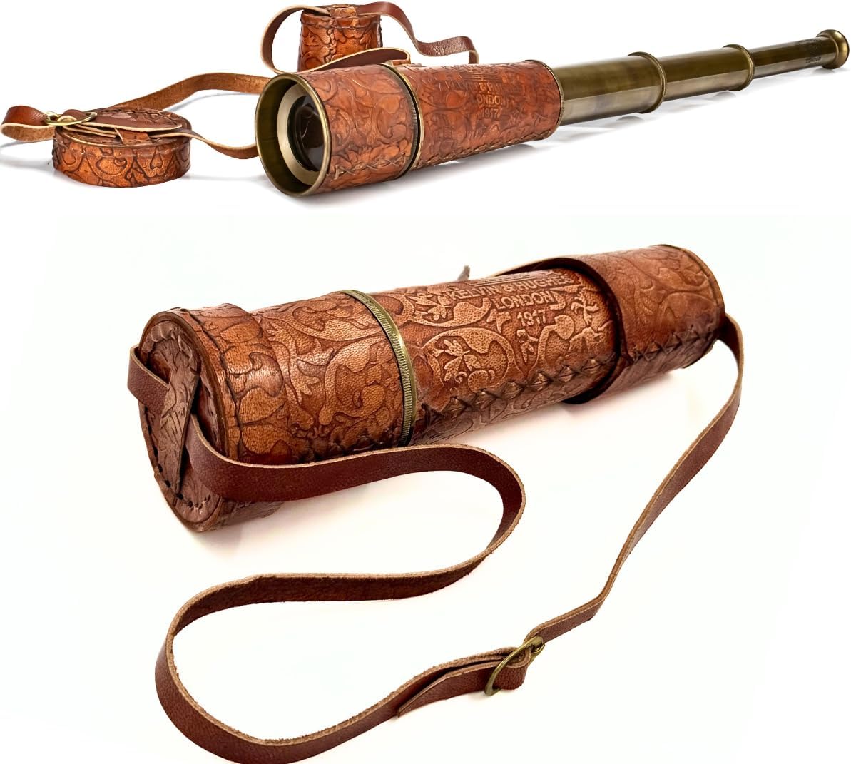 Brass Spyglass Telescope 19" with Leather Case view 9
