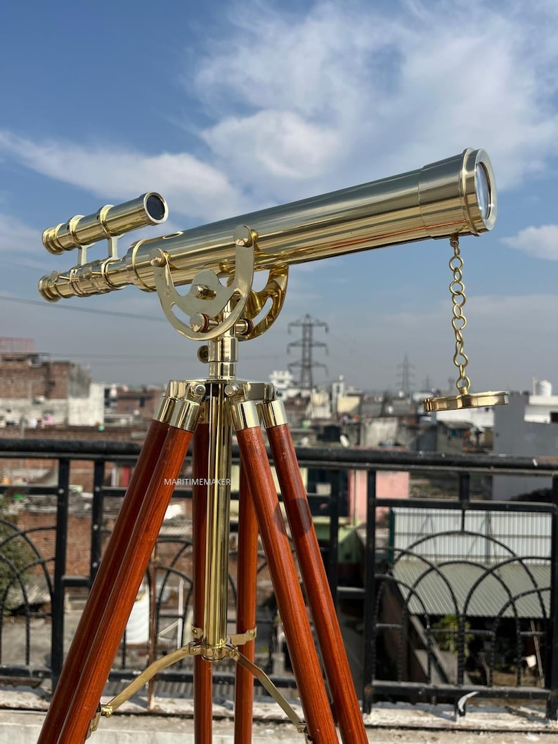 Double Barrel Brass Floor Standing Telescope 50" with No Case view 3