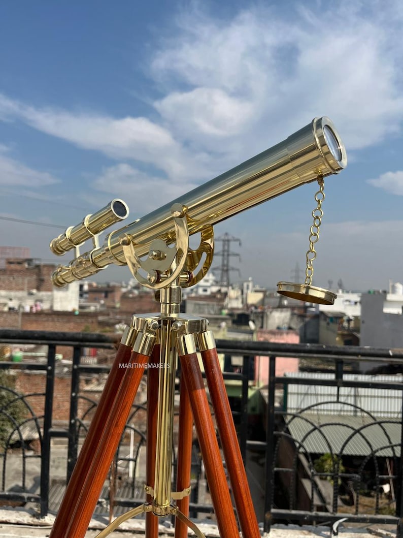 Double Barrel Brass Floor Standing Telescope 50" with No Case view 4