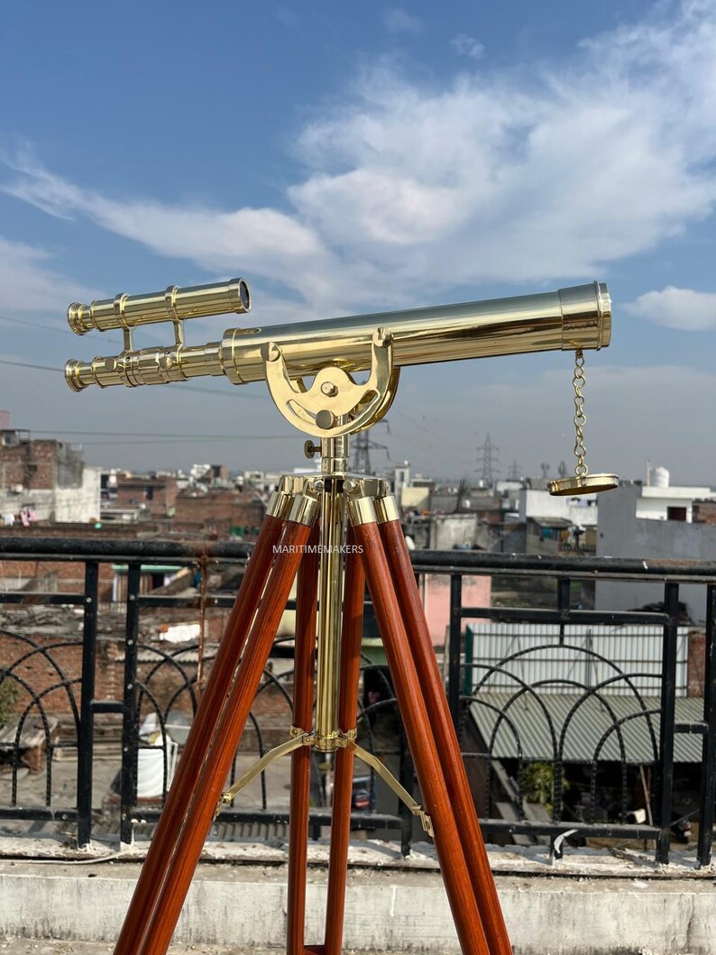 Double Barrel Brass Floor Standing Telescope 50" with No Case view 12