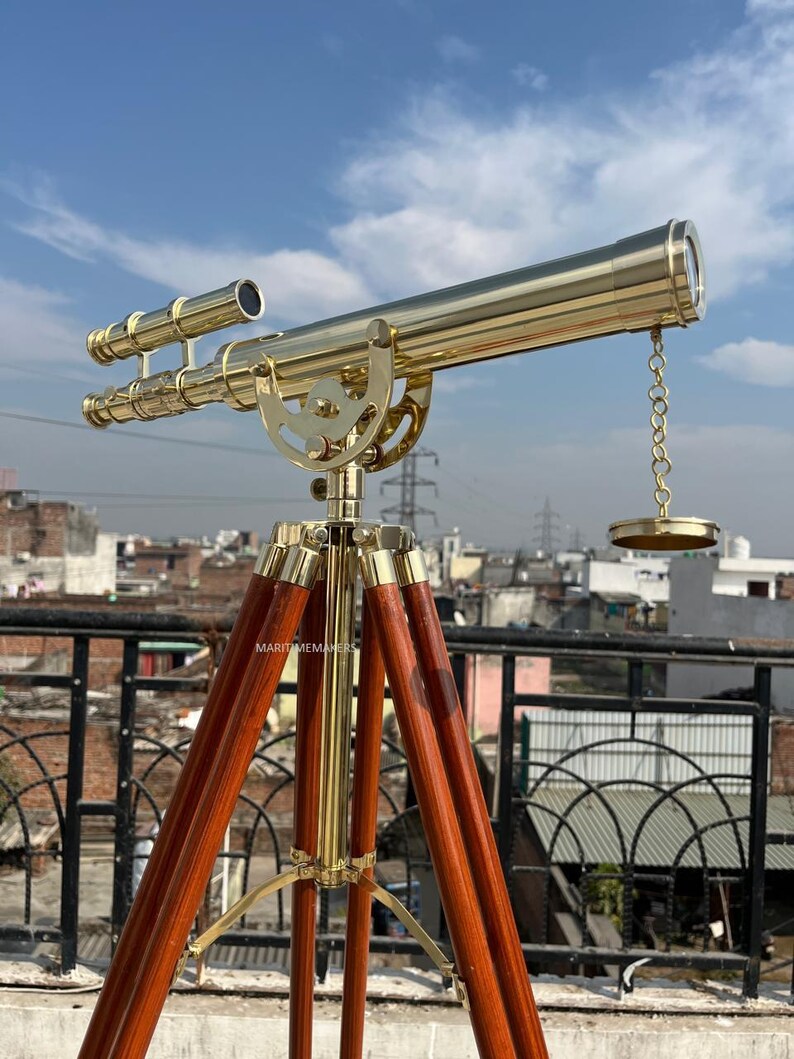 Double Barrel Brass Floor Standing Telescope 50" with No Case view 13
