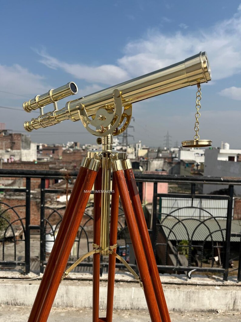 Double Barrel Brass Floor Standing Telescope 50" with No Case view 16