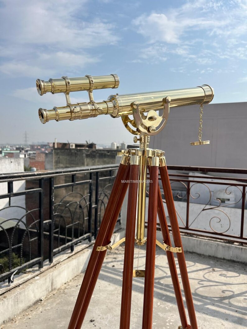 Double Barrel Brass Floor Standing Telescope 50" with No Case view 18