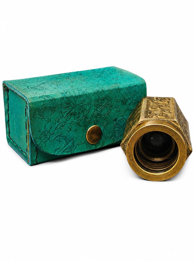 Brass Spyglass Telescope 6" with Leather Case view 3